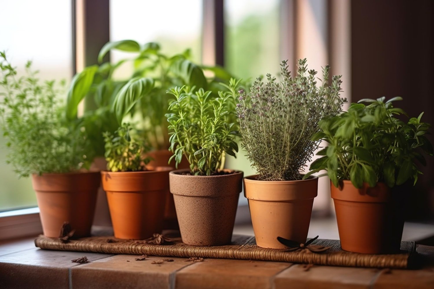 herbs in pots